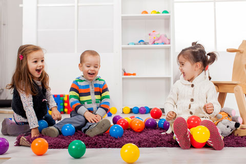 children playing with balls