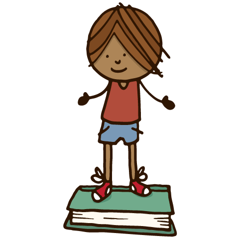 drawing of child standing on book