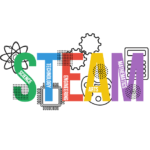 color drawing of the word "STEAM"